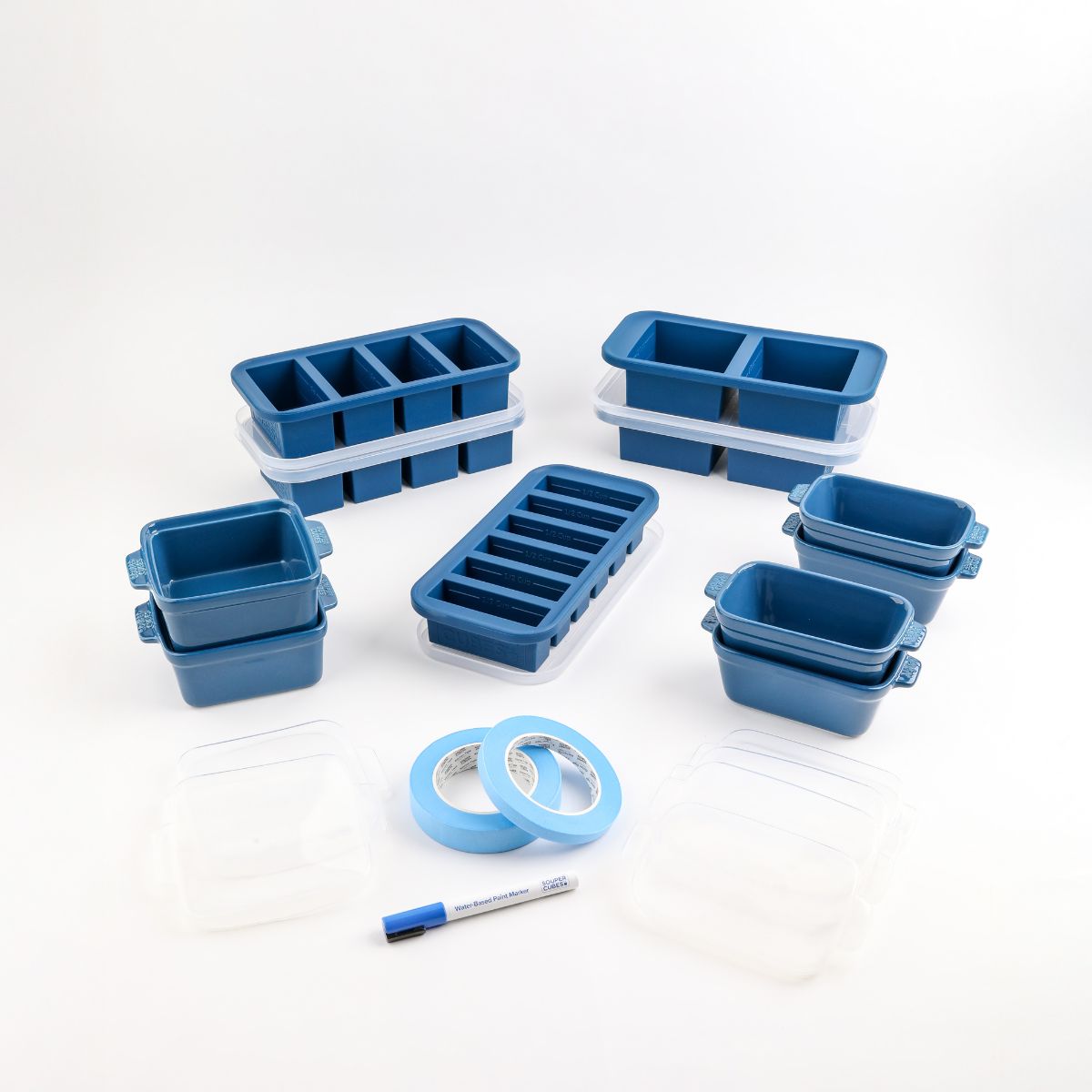 Blueberry 25-piece baking dish and silicone freezer tray set