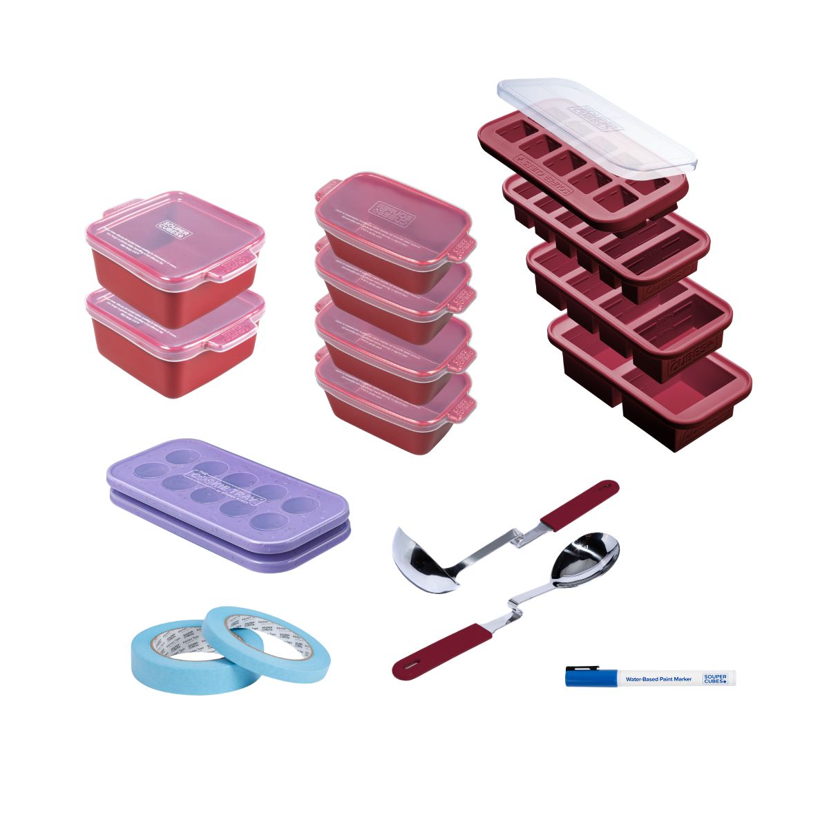 Freezer tray complete set in cranberry