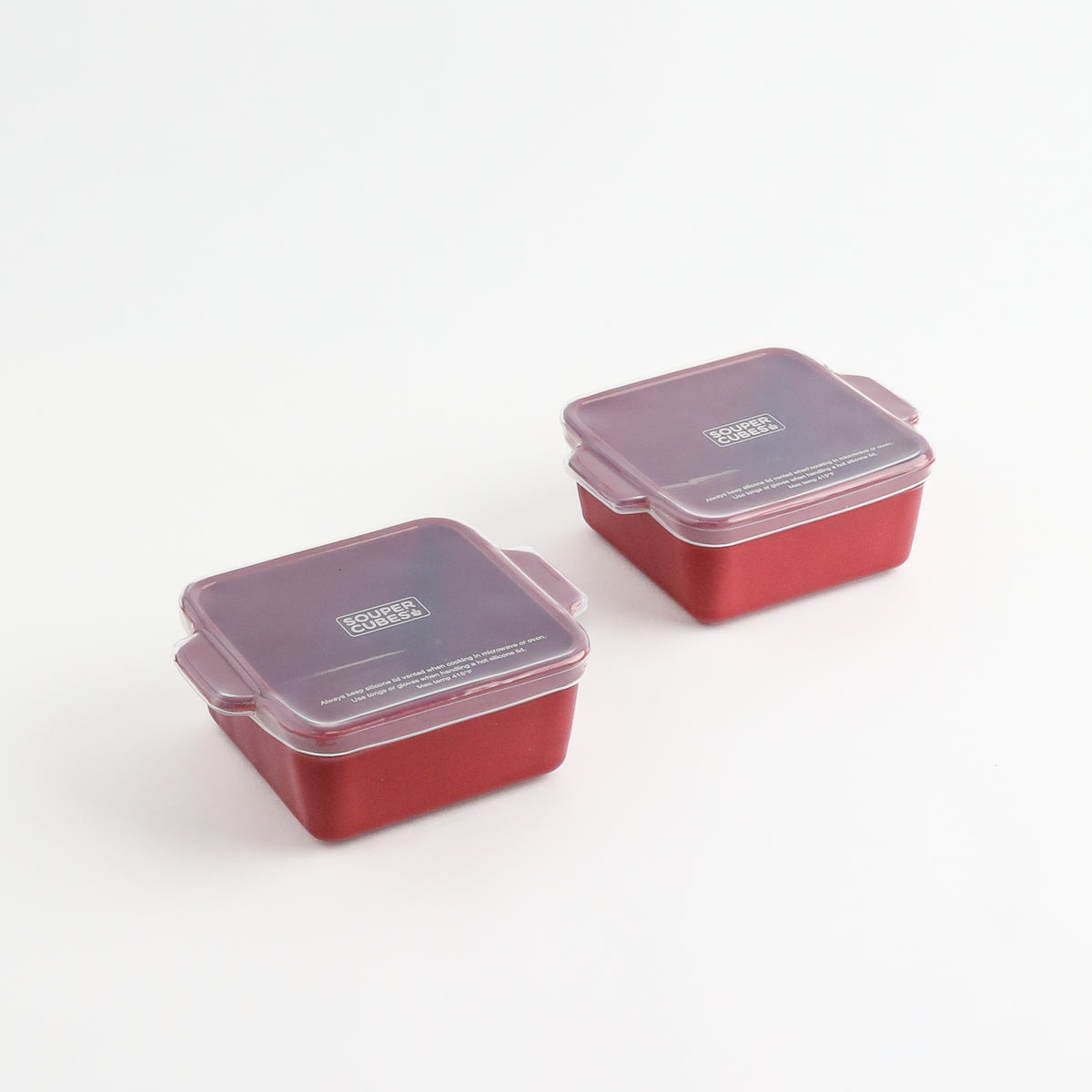 5" square ceramic baking dishes in cranberry