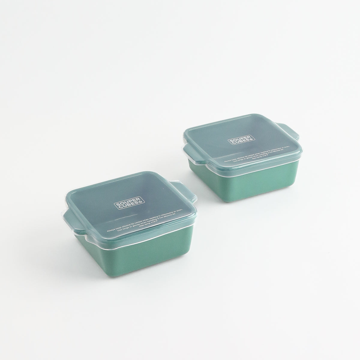 5" square ceramic baking dishes in kale