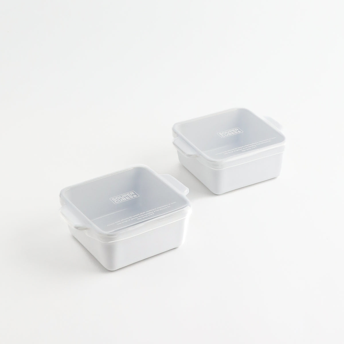 5" square ceramic baking dishes in white