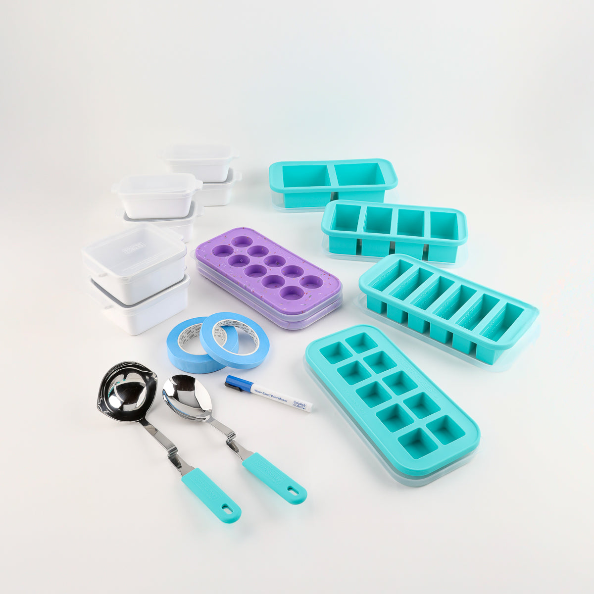 Freezer tray complete set in aqua