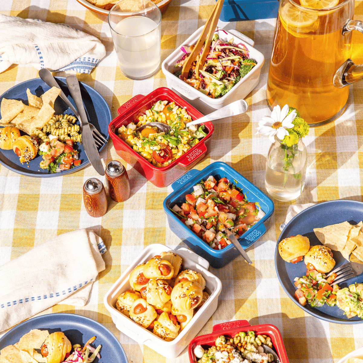 Souper Cubes ceramic baking dishes in use