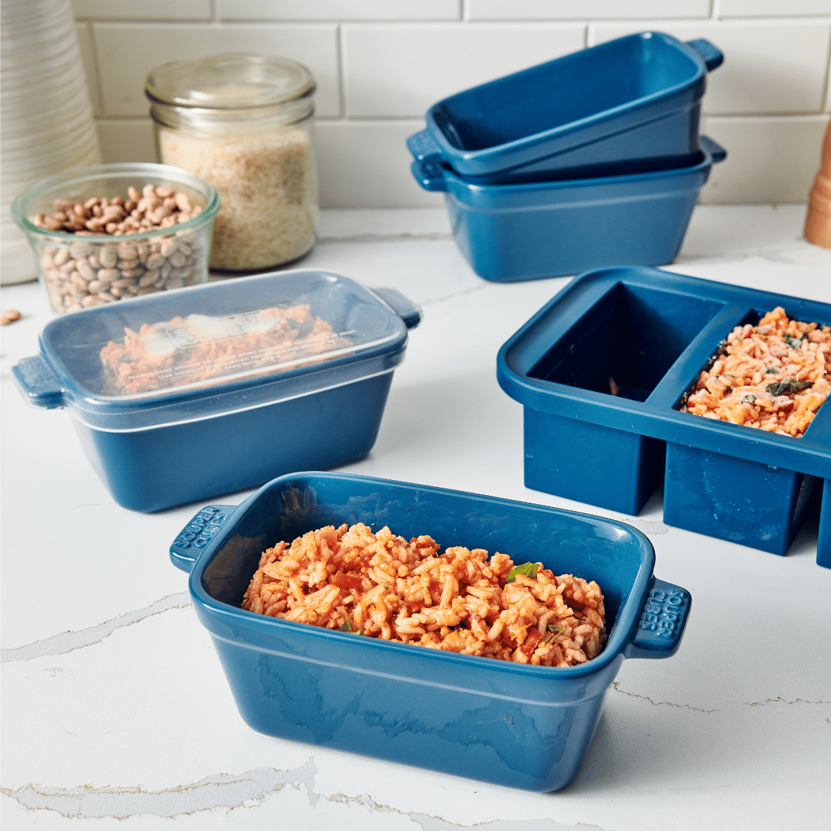 Blueberry Souper Cubes ceramic baking dishes with freezer trays