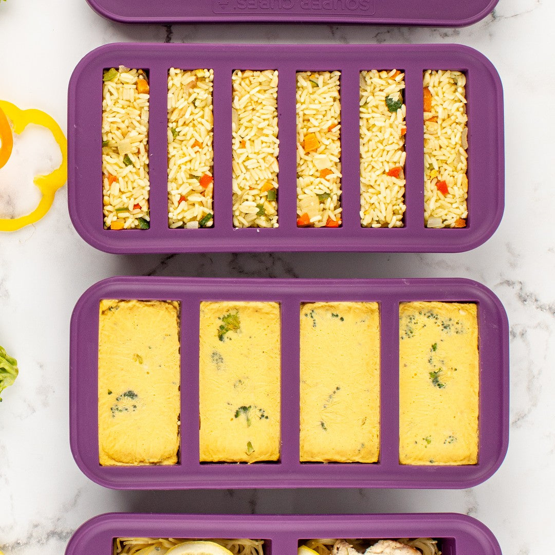 Plum Souper Cubes trays in one cup and half cup size