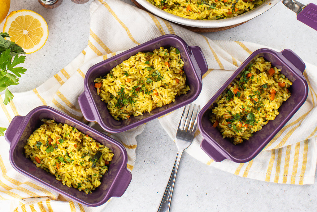 Easy Vegetable Rice Pilaf (Turmeric Basmati, Freezer-Friendly)