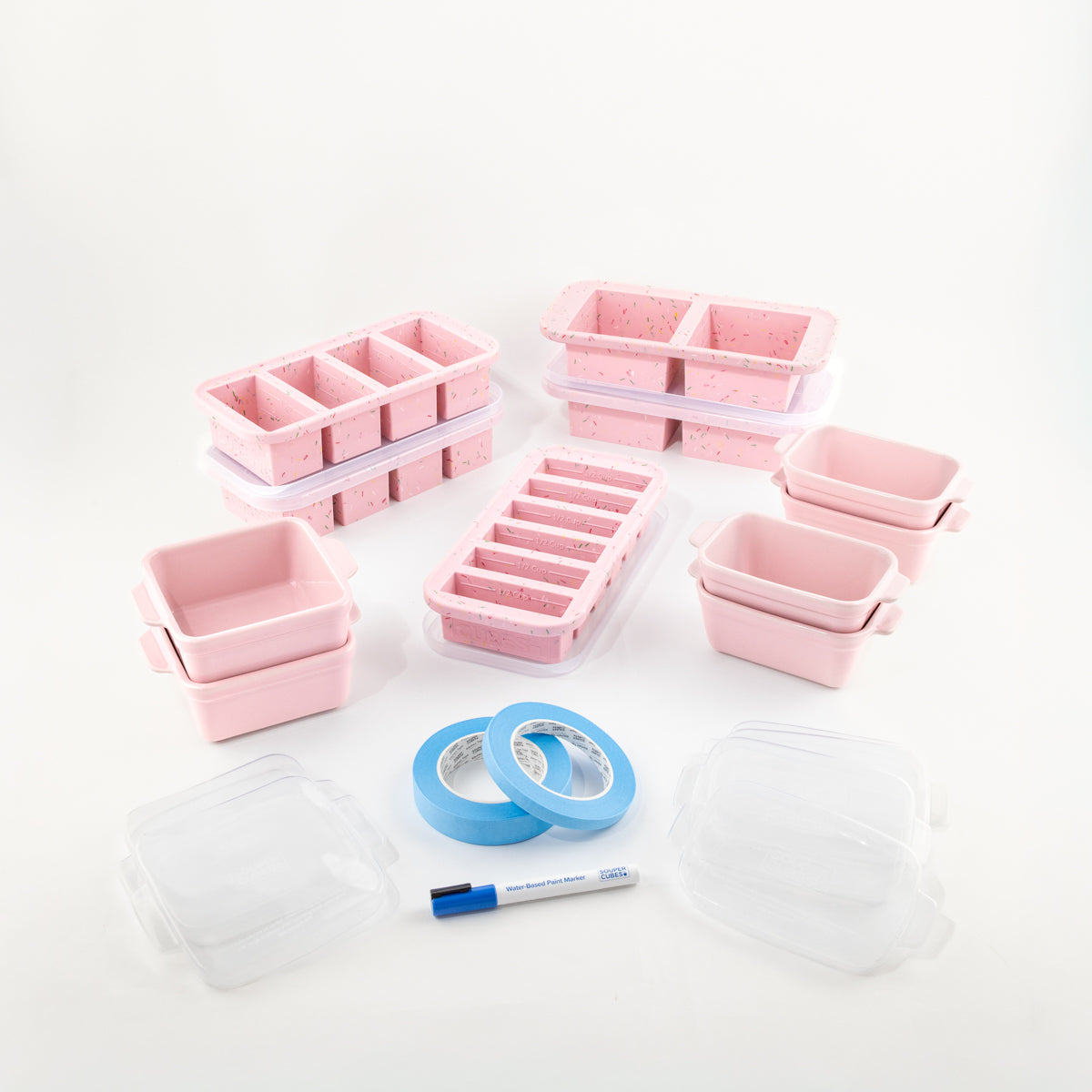 Cotton candy 25-piece baking dish and silicone freezer tray set
