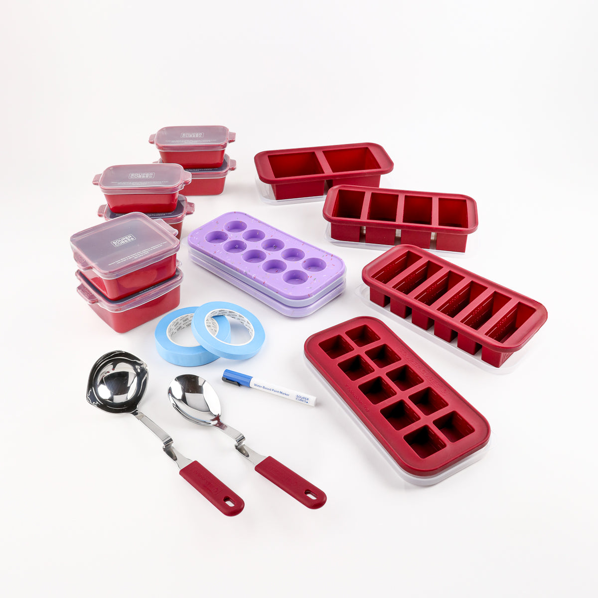 Freezer tray complete set in cranberry