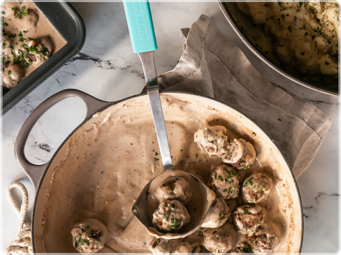 Utensils & meatballs
