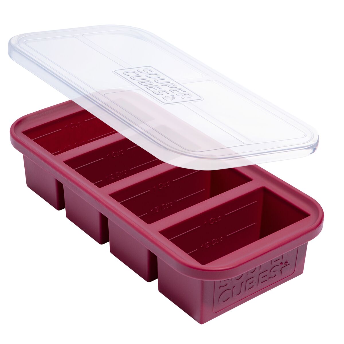 Webake silicone freezer 1 cup portion ice cube tray with lid,BPA Free