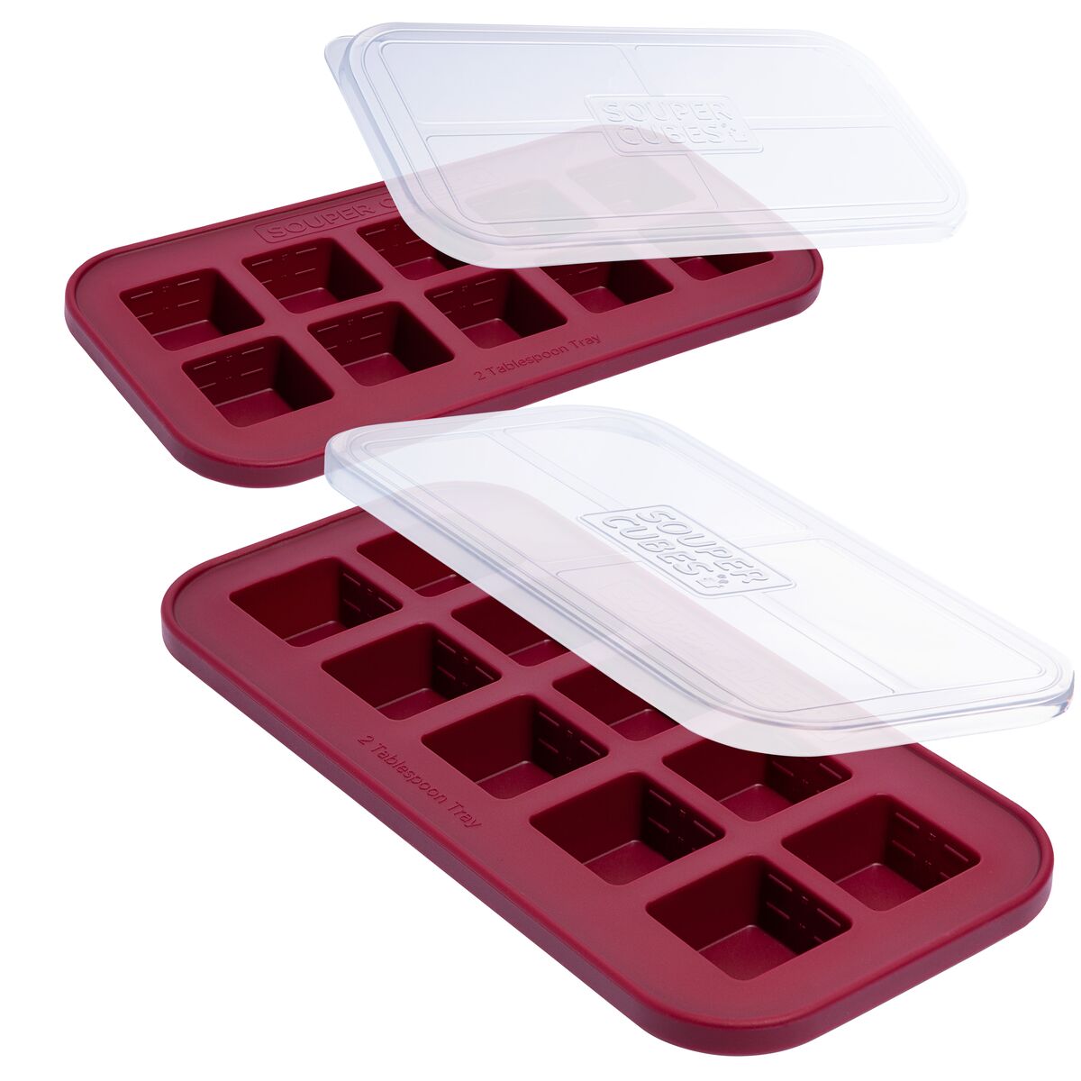 Silicone Freezer Tray Soup 4 Cubes Food Freezing Container Molds with Lid Frozen Packaging Box, Size: 4 Cells, Blue