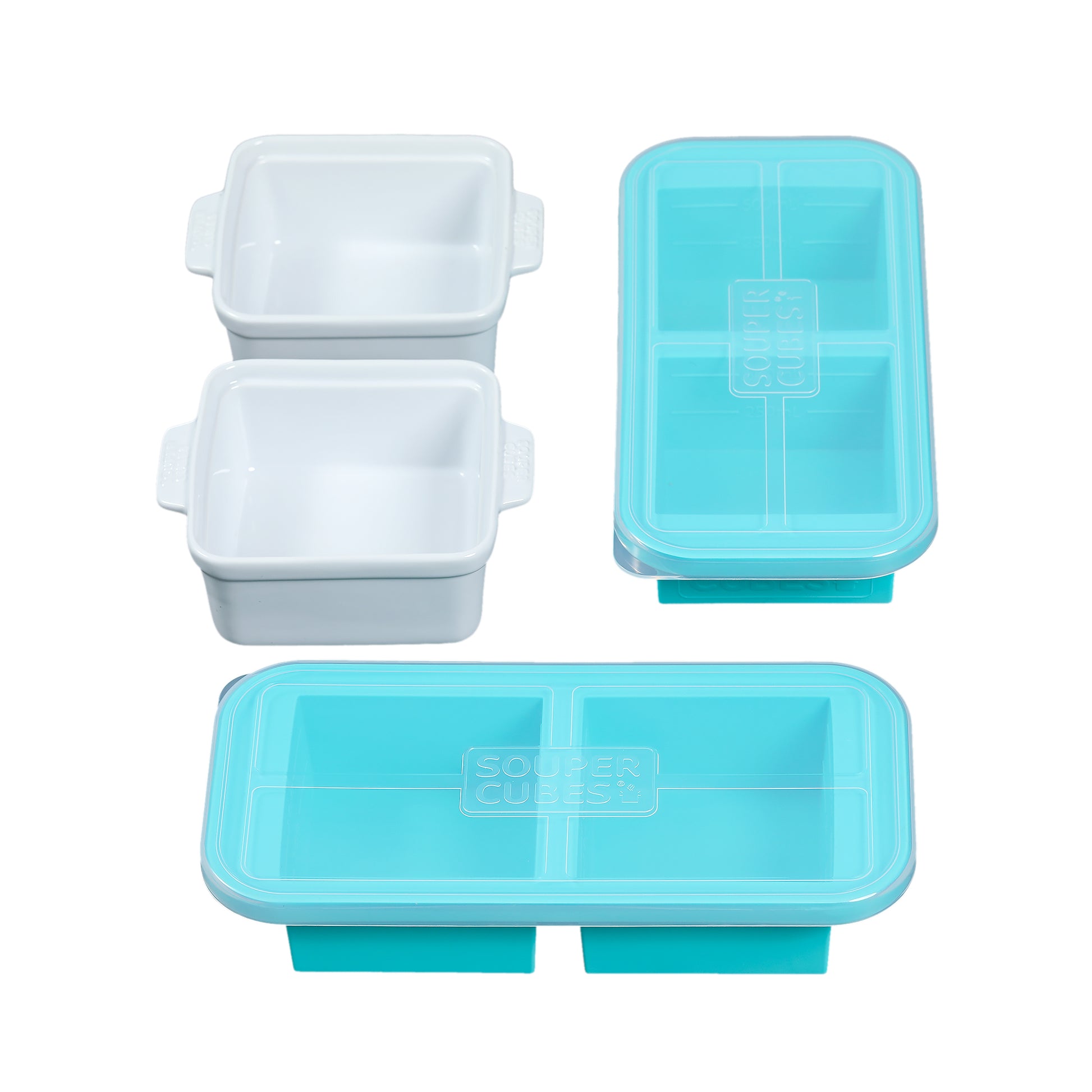 Souper Cubes 1-Cup Silicone Freezing Tray - Freeze and Store Food in 1-Cup  Portions, Aqua, 2-Pack, with lids dishwasher and oven safe freezer  containers 