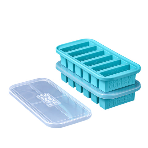 1-Cup Extra Large Freezing Tray for soup,broth,sauce or Butter,2 Pack Ice Cube Trays with Lid, Silicone Freezer Container Molds Soup Trays -Makes Four